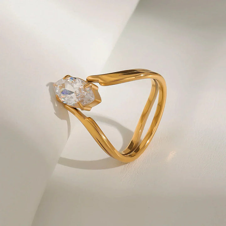 Gold-Plated CZ Marquise Ring for Women