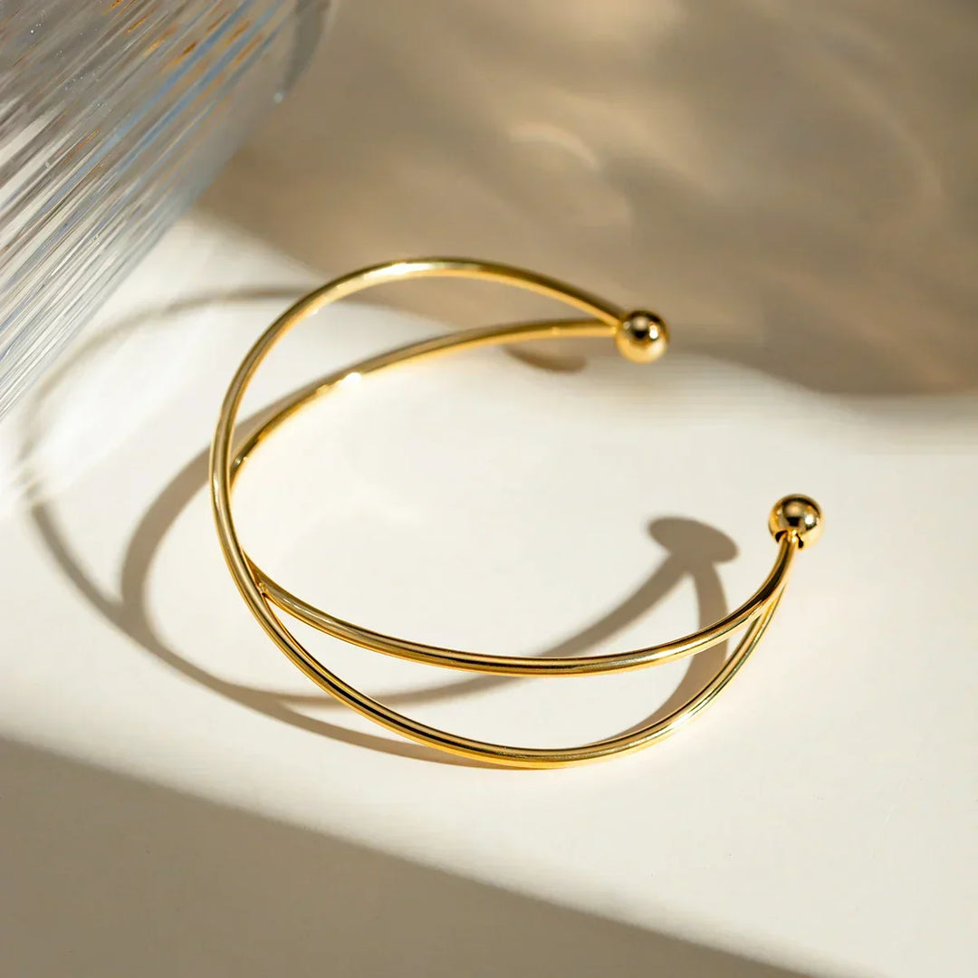 Gold-Plated Crossover Cuff Bracelet for Women