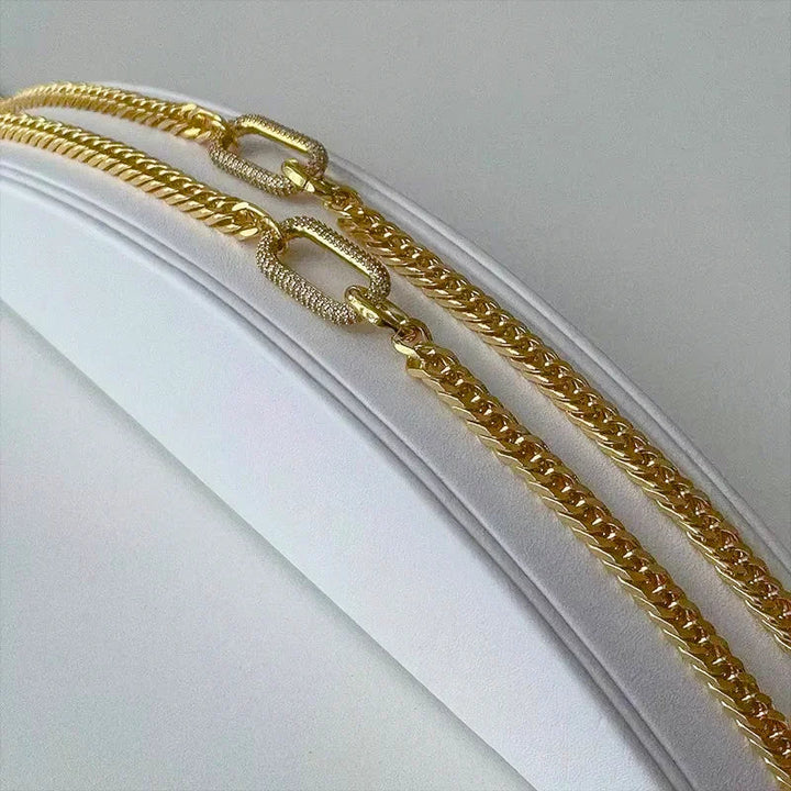 Gold-Plated Cubic Zirconia Chain Choker Necklace for Women