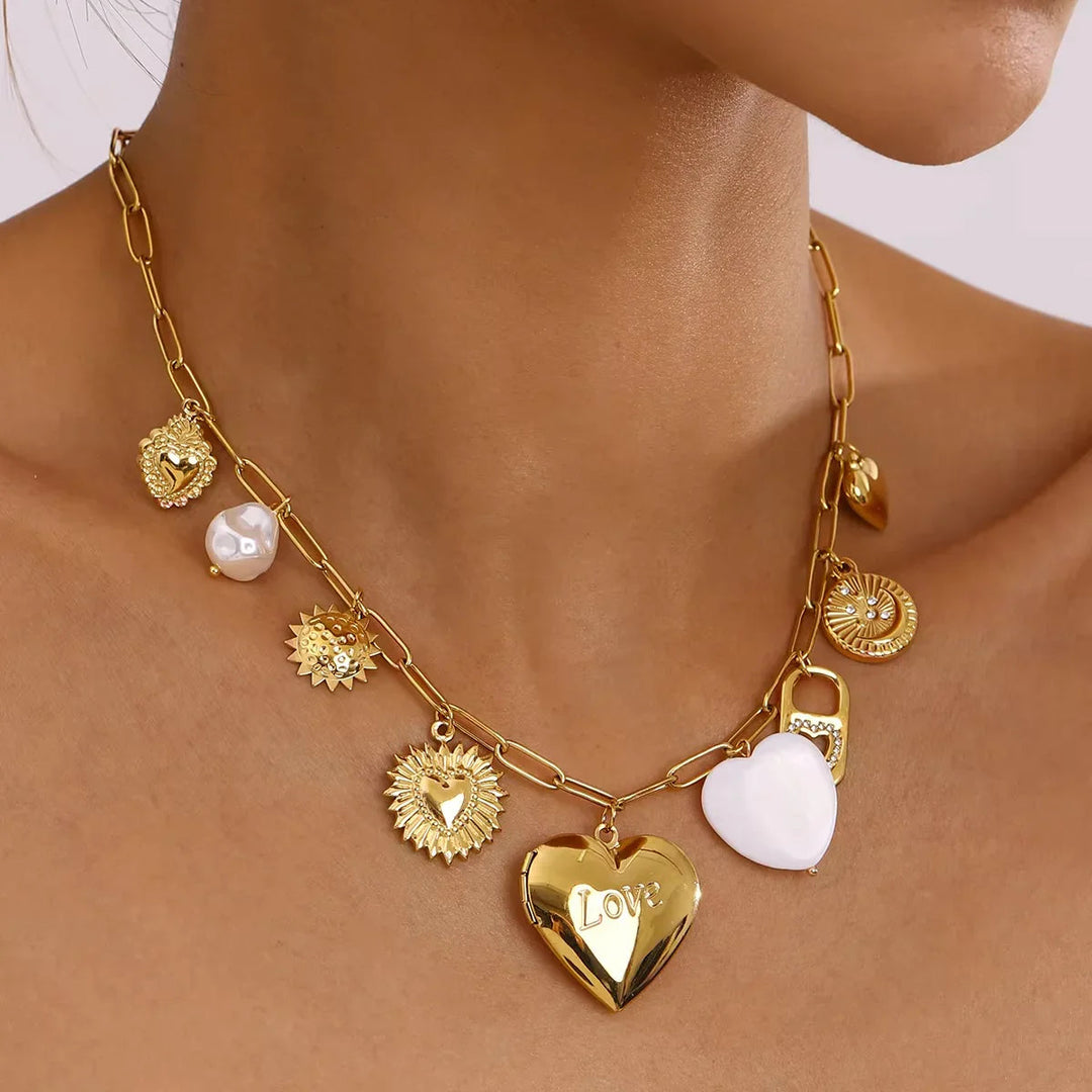 Gold-Plated Faux Pearl Pendant Necklace for Women