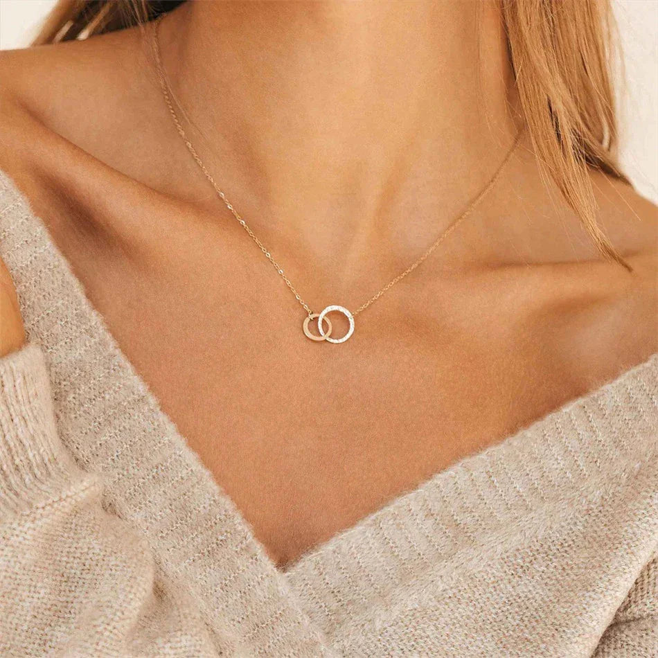 Gold-Plated Hoop Pendant Necklace for Women
