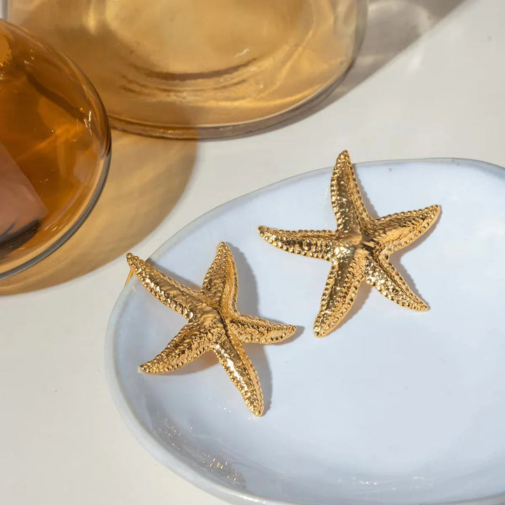 Gold-Plated Starfish Stud Earrings for Women