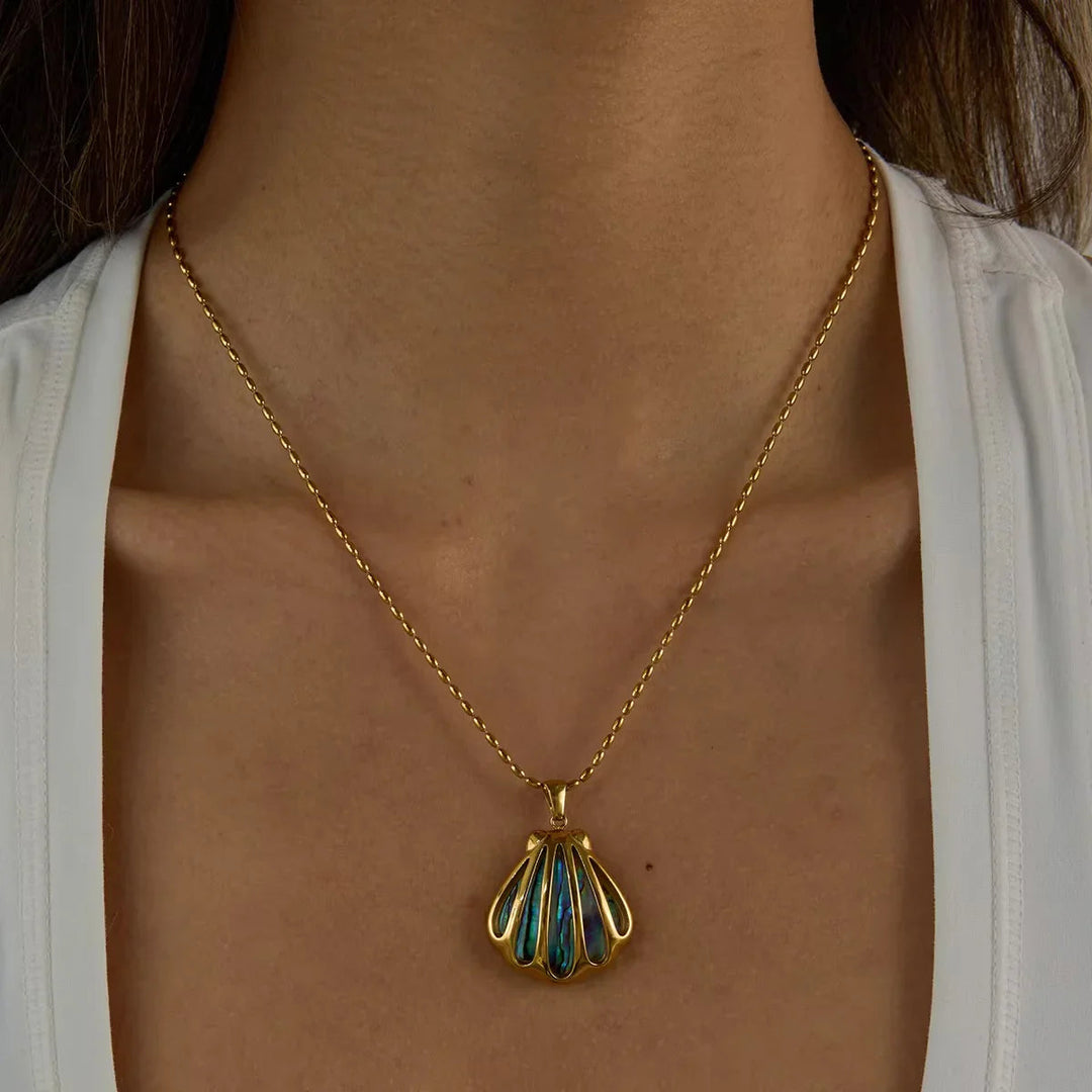 Gold-Plated Seashell Pendant Necklace for Women