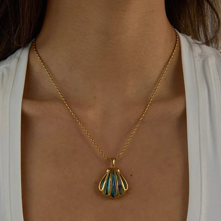Gold-Plated Seashell Pendant Necklace for Women