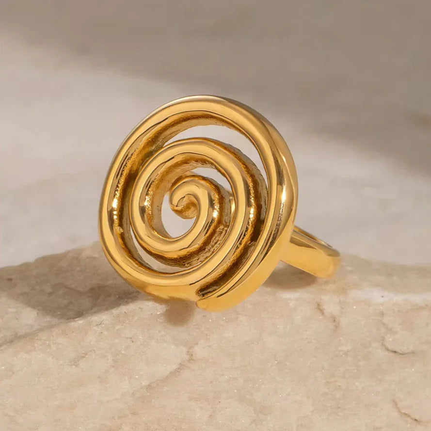 Gold-Plated Spiral Statement Ring for Women