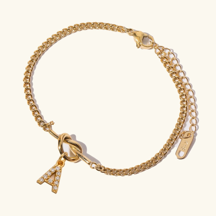 Gold Plated Cubic Zirconia Initial Charm Bracelet