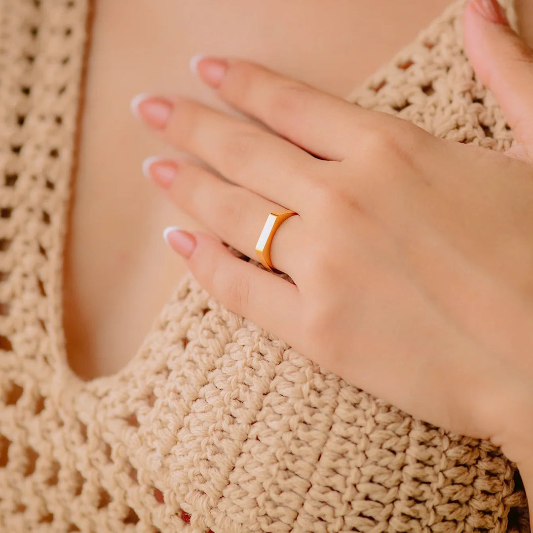 Gold-Plated Geometric Band Ring Women