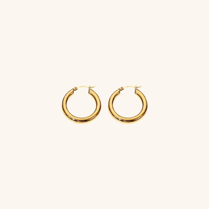 Gold-Plated Wide Hoop Earrings