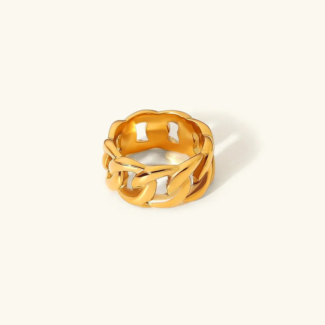 Gold-Plated Chunky Chain Link Statement Ring