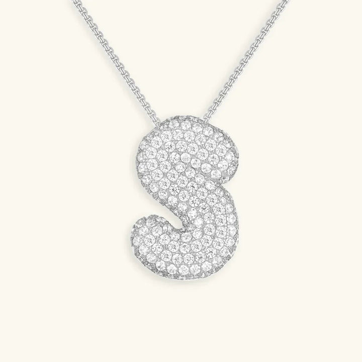 Gold-Plated Bubble Initial Diamond Necklace