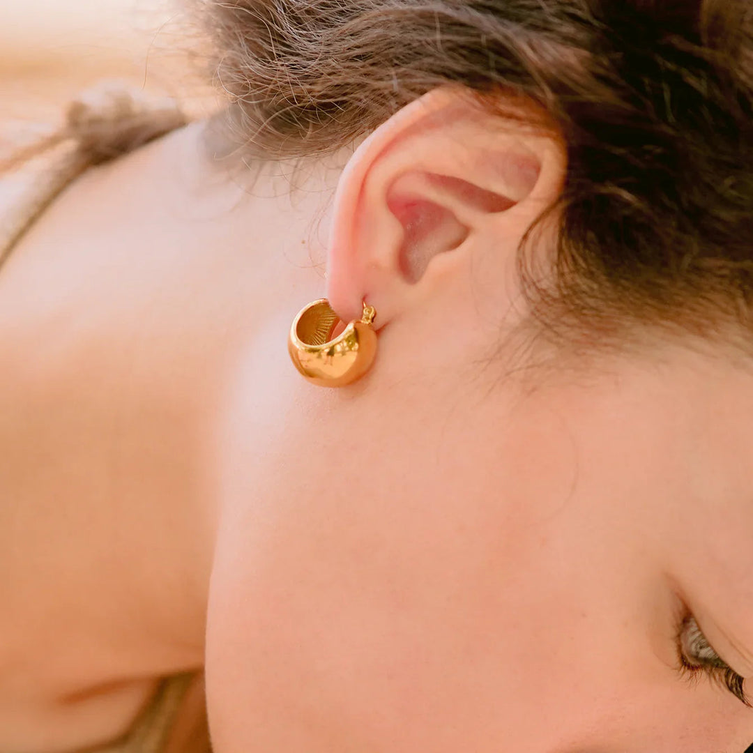 Gold-Plated Dome Huggie Earrings for Women