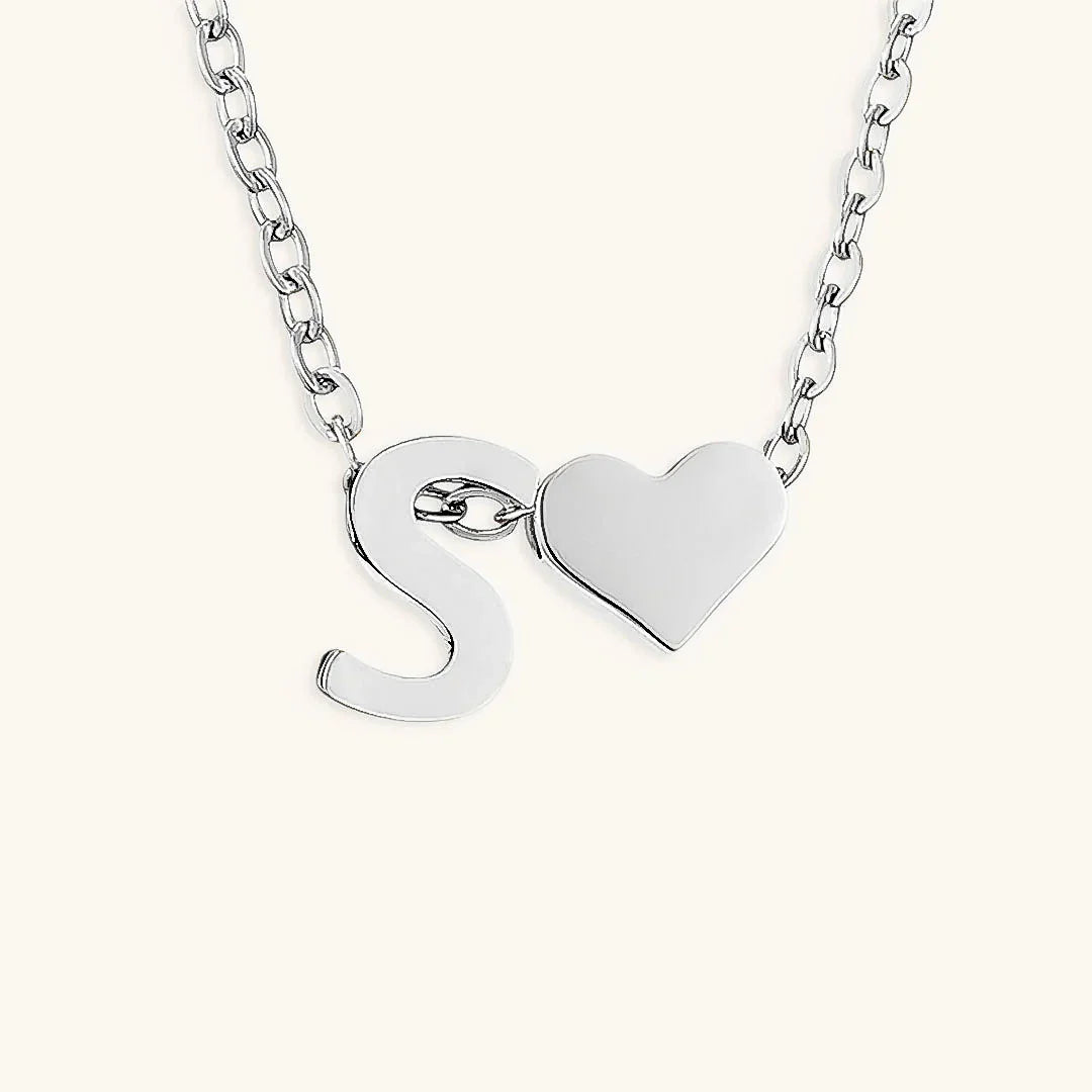 Gold-Plated Initial Heart Pendant Necklace