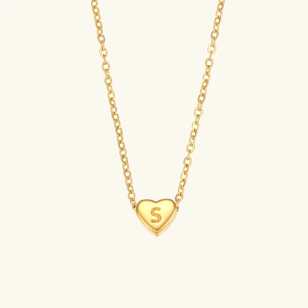 Gold-Plated Heart Initial Necklace