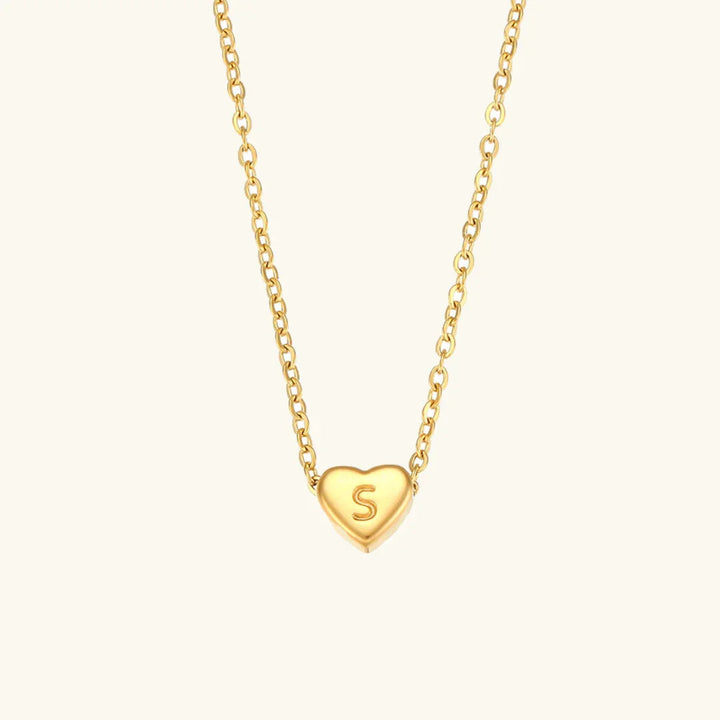 Gold-Plated Heart Initial Necklace