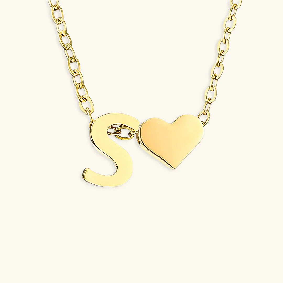 Gold-Plated Initial Heart Pendant Necklace