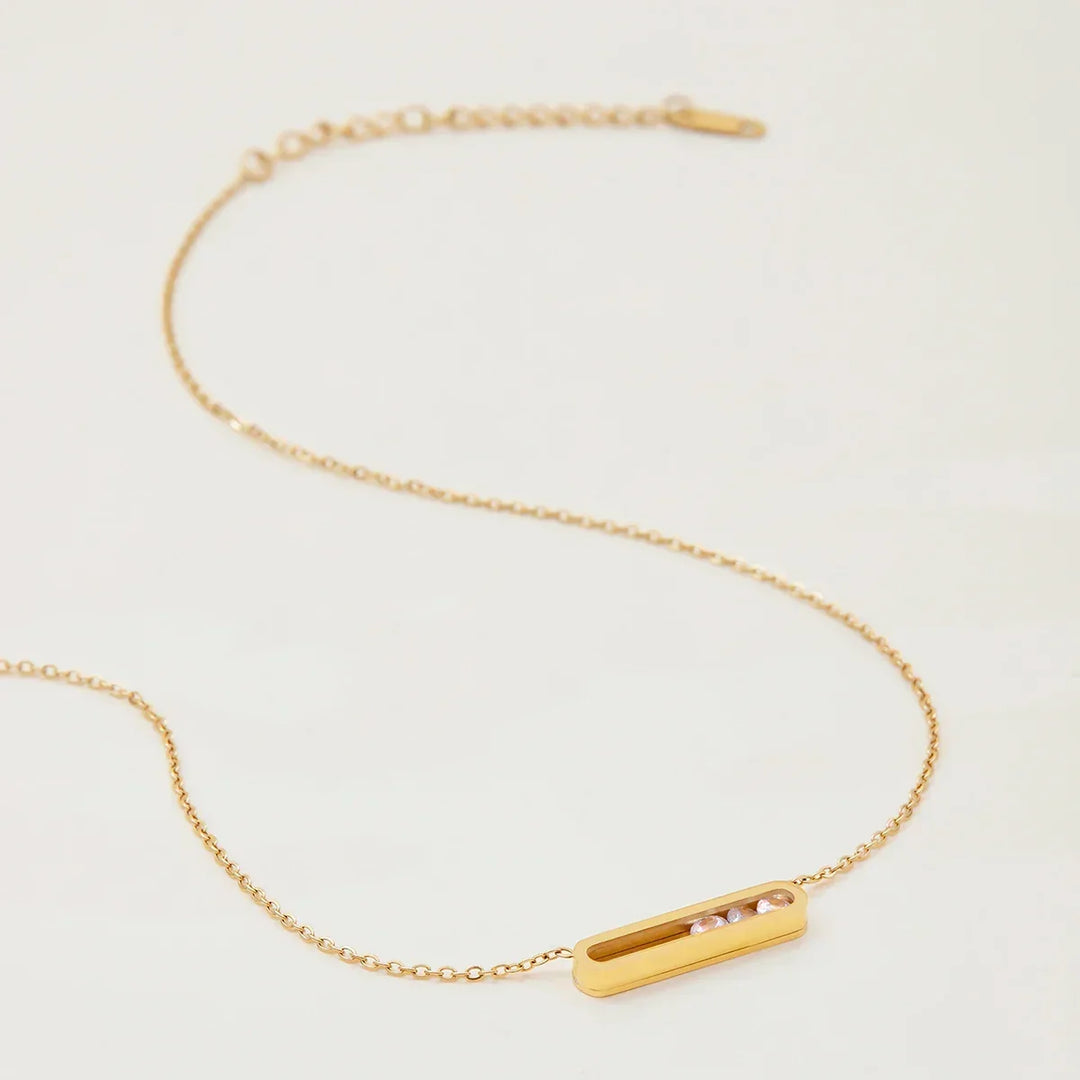 Gold Plated Cubic Zirconia Minimalist Pendant Necklace for Women