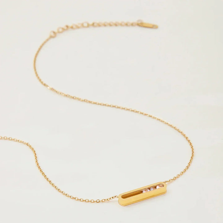 Gold Plated Cubic Zirconia Minimalist Pendant Necklace for Women