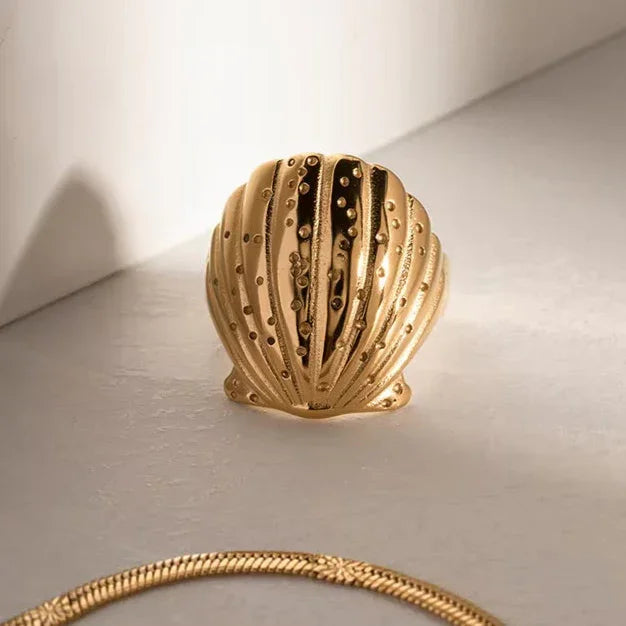 Gold-Plated Seashell Ring for Women