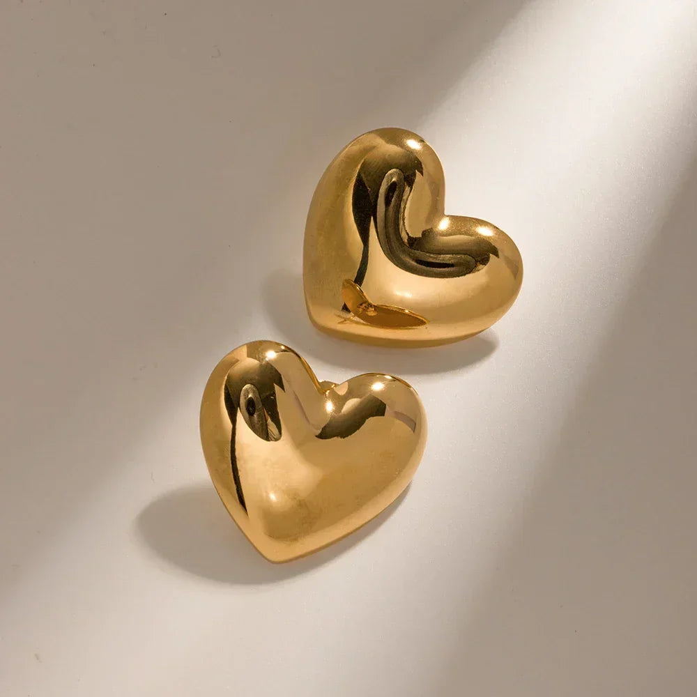 Gold-Plated Heart Earrings Hypoallergenic and Water-Resistant