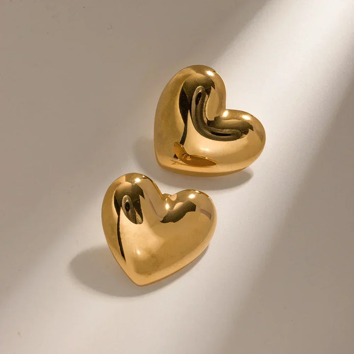 Gold-Plated Heart Earrings Hypoallergenic and Water-Resistant