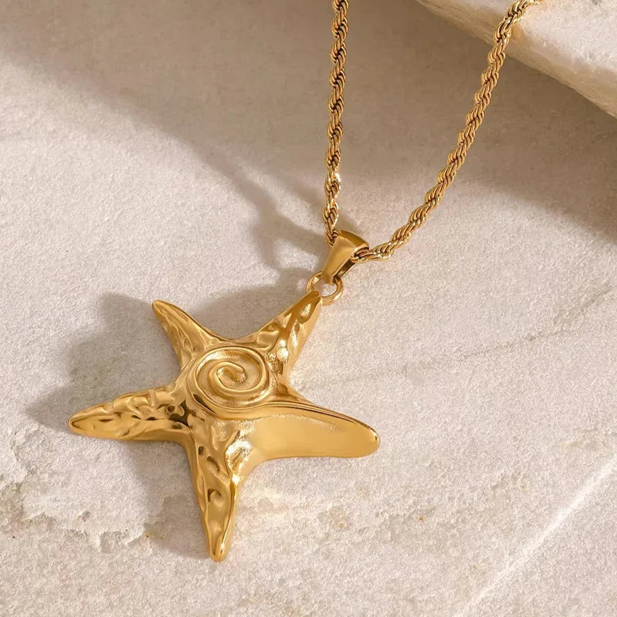 Gold-Plated Starfish Pendant Necklace for Women