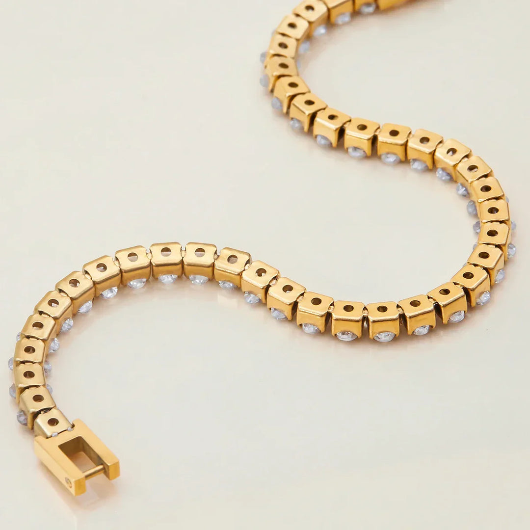 Gold Plated Cubic Zirconia Tennis Bracelet for Women