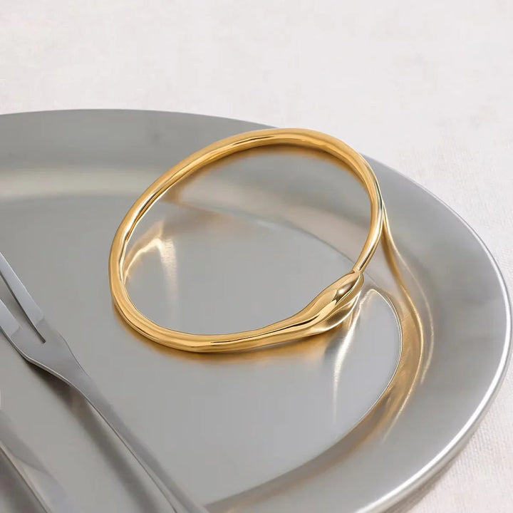 Gold-Plated Minimalist Bangle Bracelet for Women