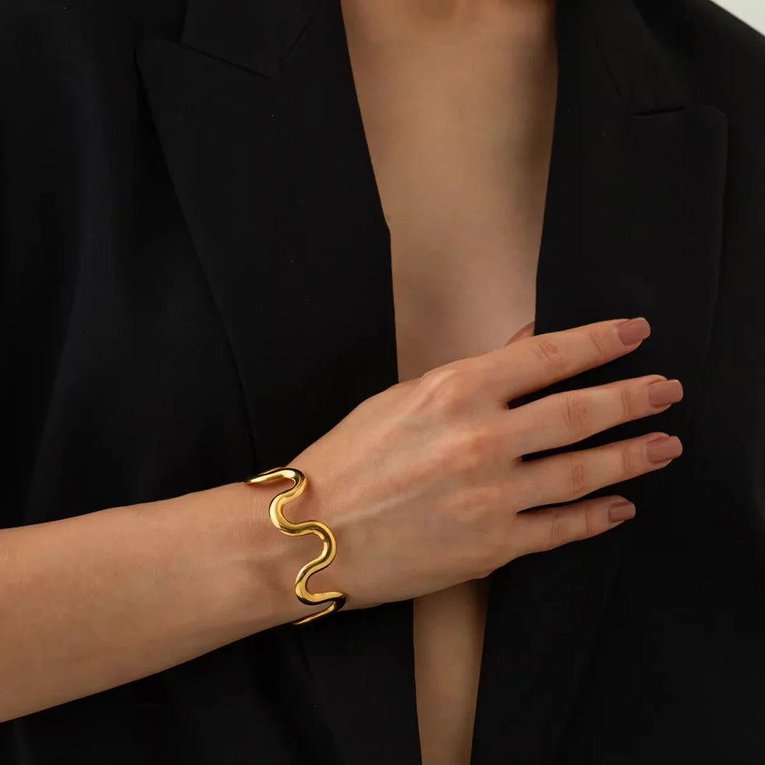 Gold-Plated Twisted Bangle for Women