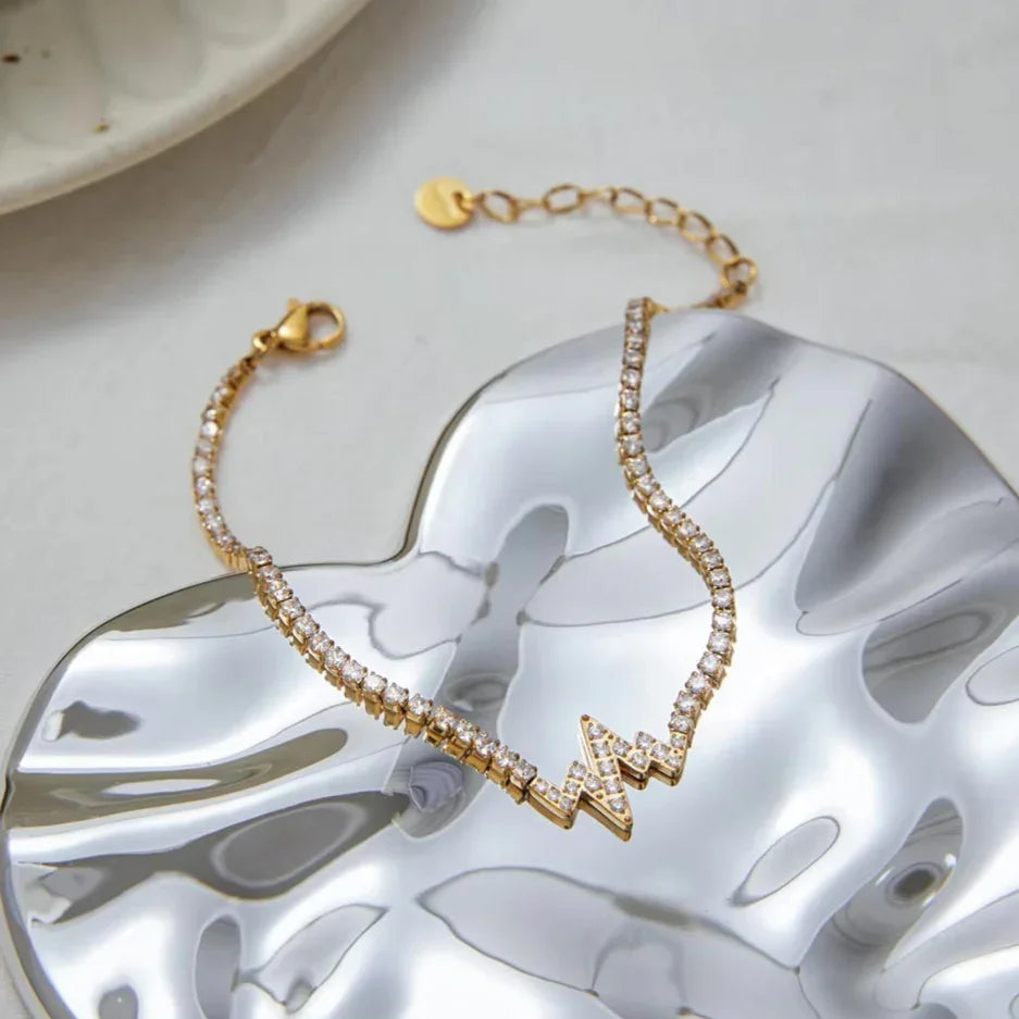 Gold-Plated CZ Pulse Bracelet for Women
