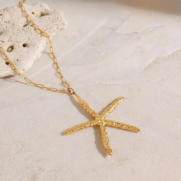 Gold-Plated Starfish Pendant Necklace for Women