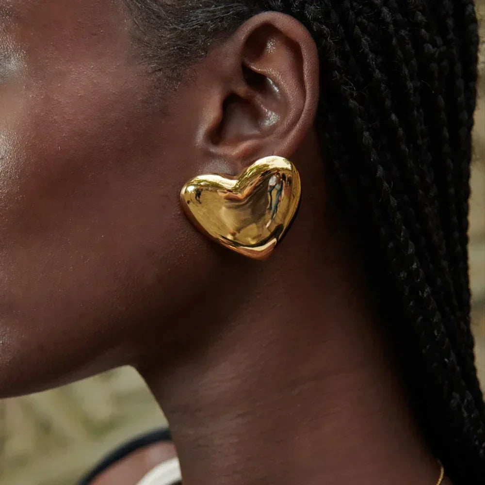 Gold-Plated Heart Earrings Hypoallergenic and Water-Resistant