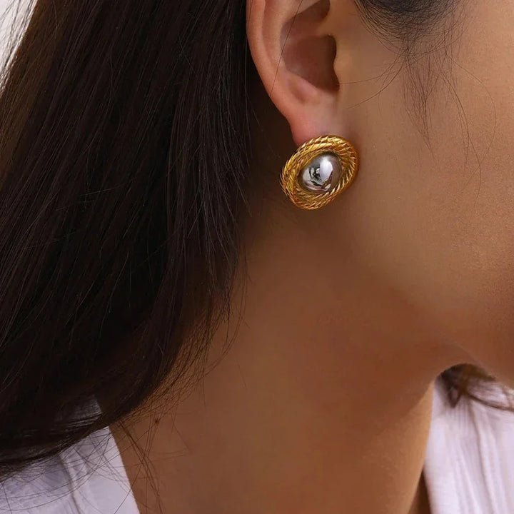 Gold-Plated Woven Earrings with A Playful Touch of Elegance