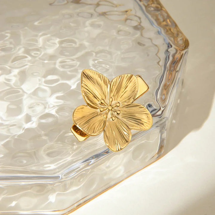 Gold-Plated Floral Hair Clip for Women