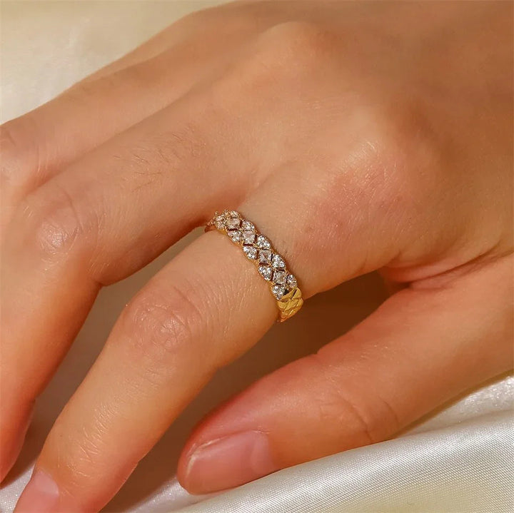 Gold-Plated CZ Open Patterned Ring