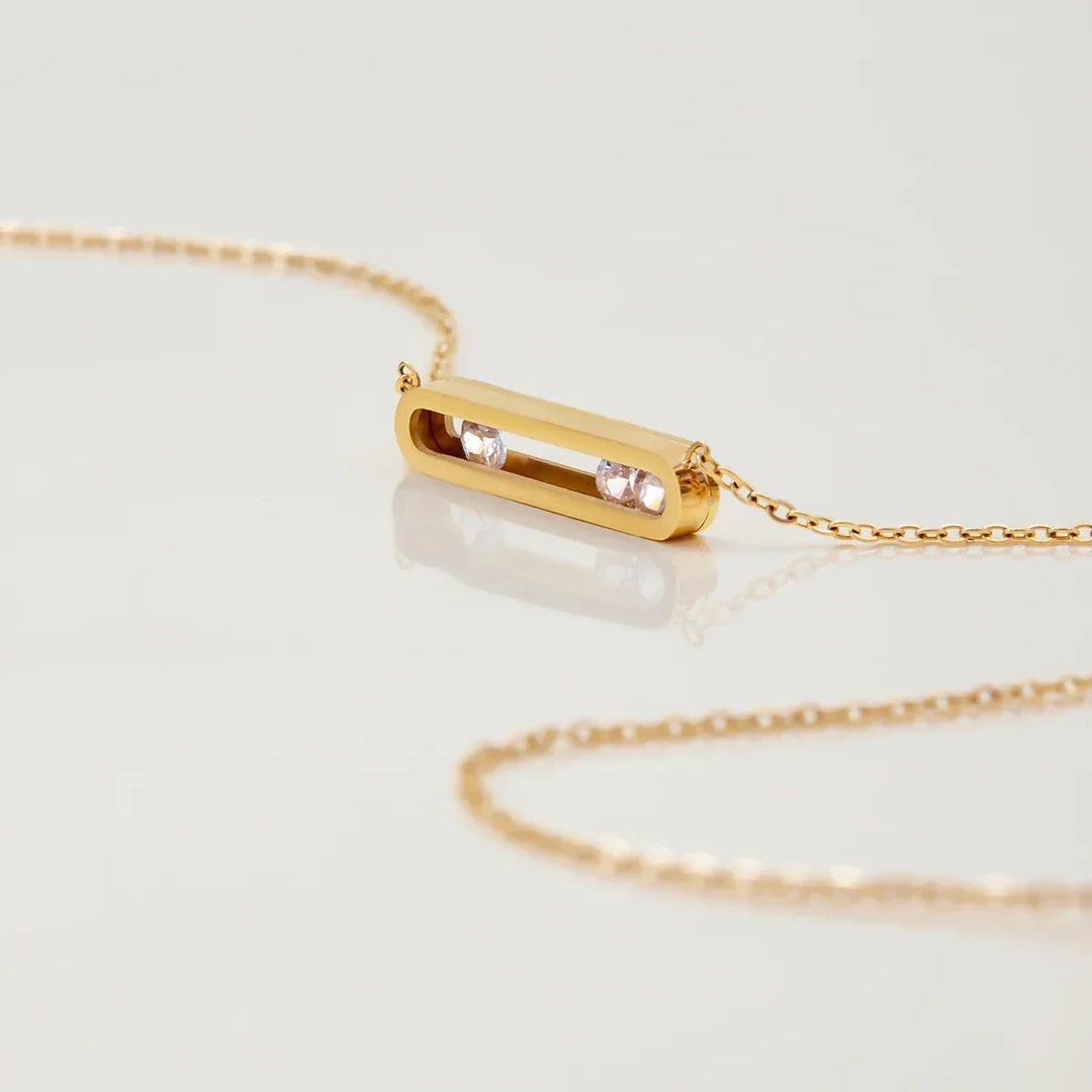 Gold Plated Cubic Zirconia Minimalist Pendant Necklace for Women