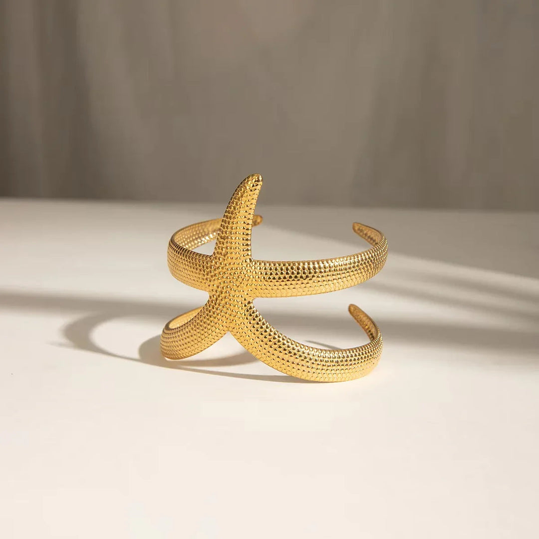 Gold-Plated Starfish Cuff Bracelet for Women