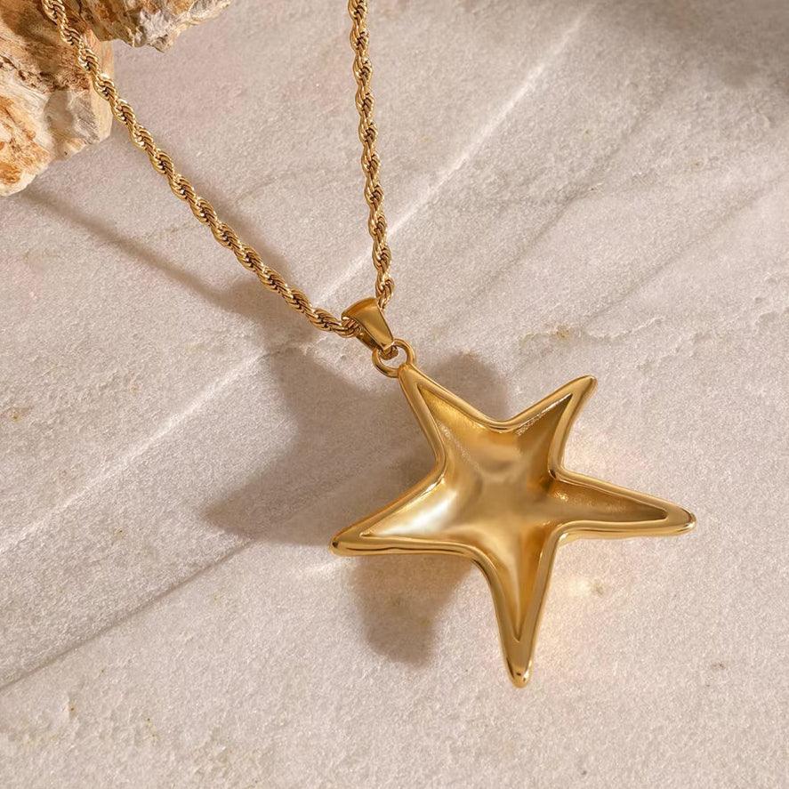 Gold-Plated Starfish Pendant Necklace for Women