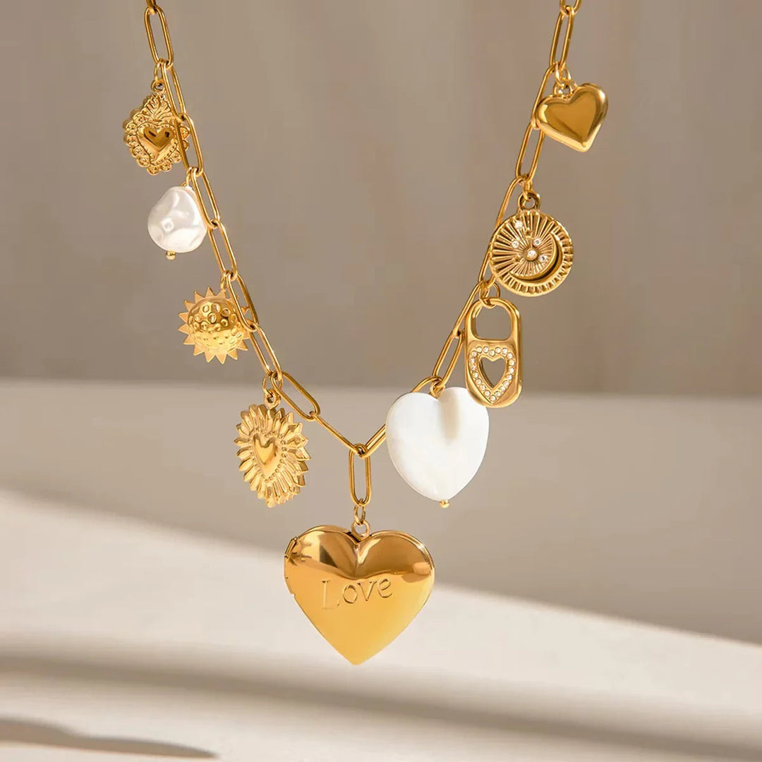 Gold-Plated Faux Pearl Pendant Necklace for Women