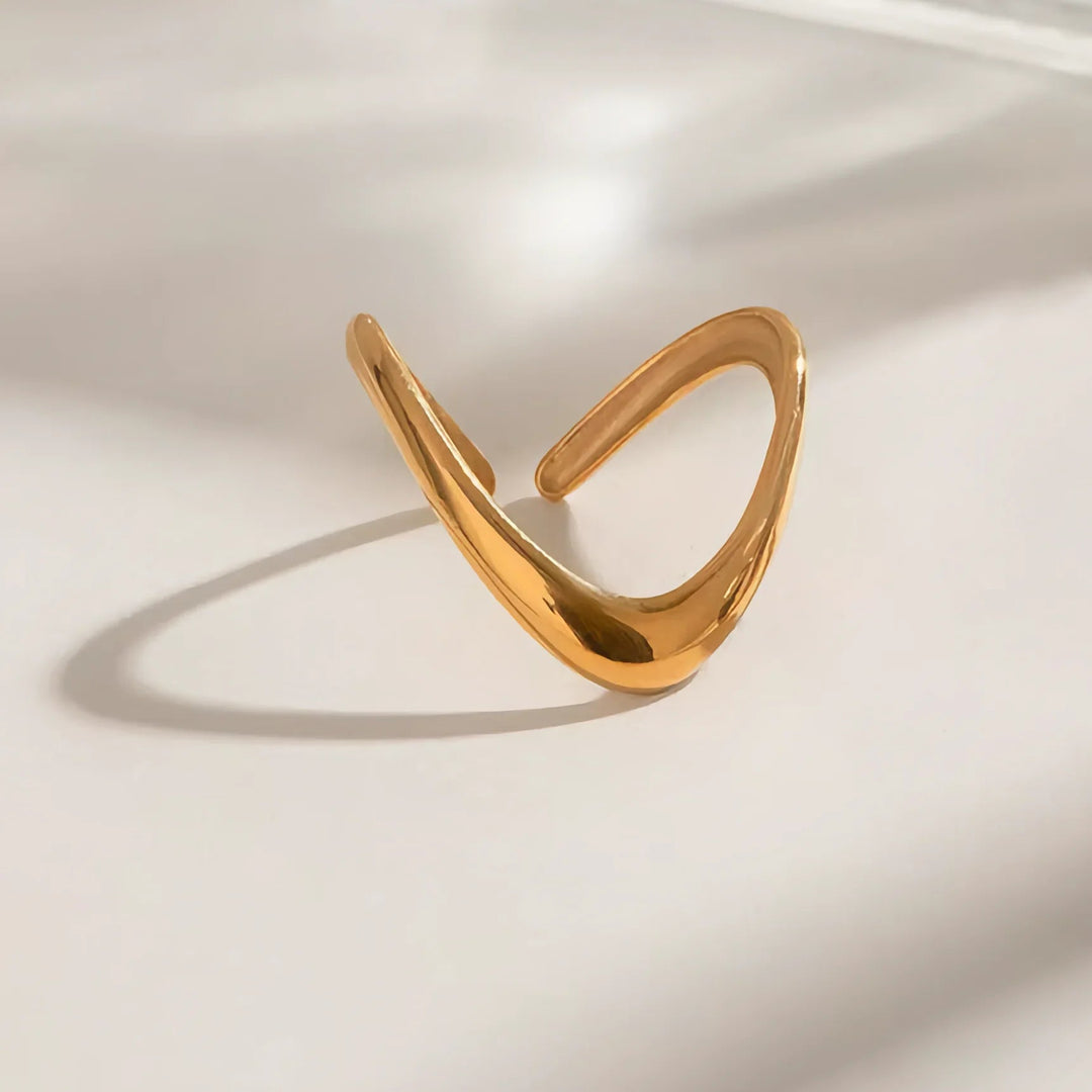Gold-Plated Arc Open Ring for Women