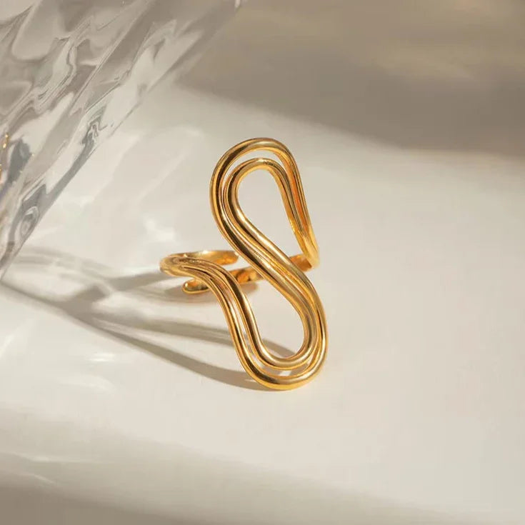 Gold-Plated Abstract Statement Ring for Women