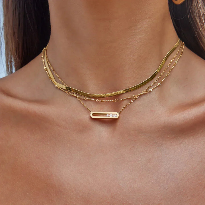 Gold Plated Cubic Zirconia Minimalist Pendant Necklace for Women