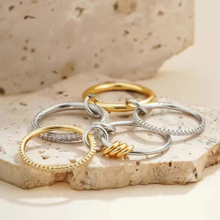 Gold-Plated Stacked Diamond Ring