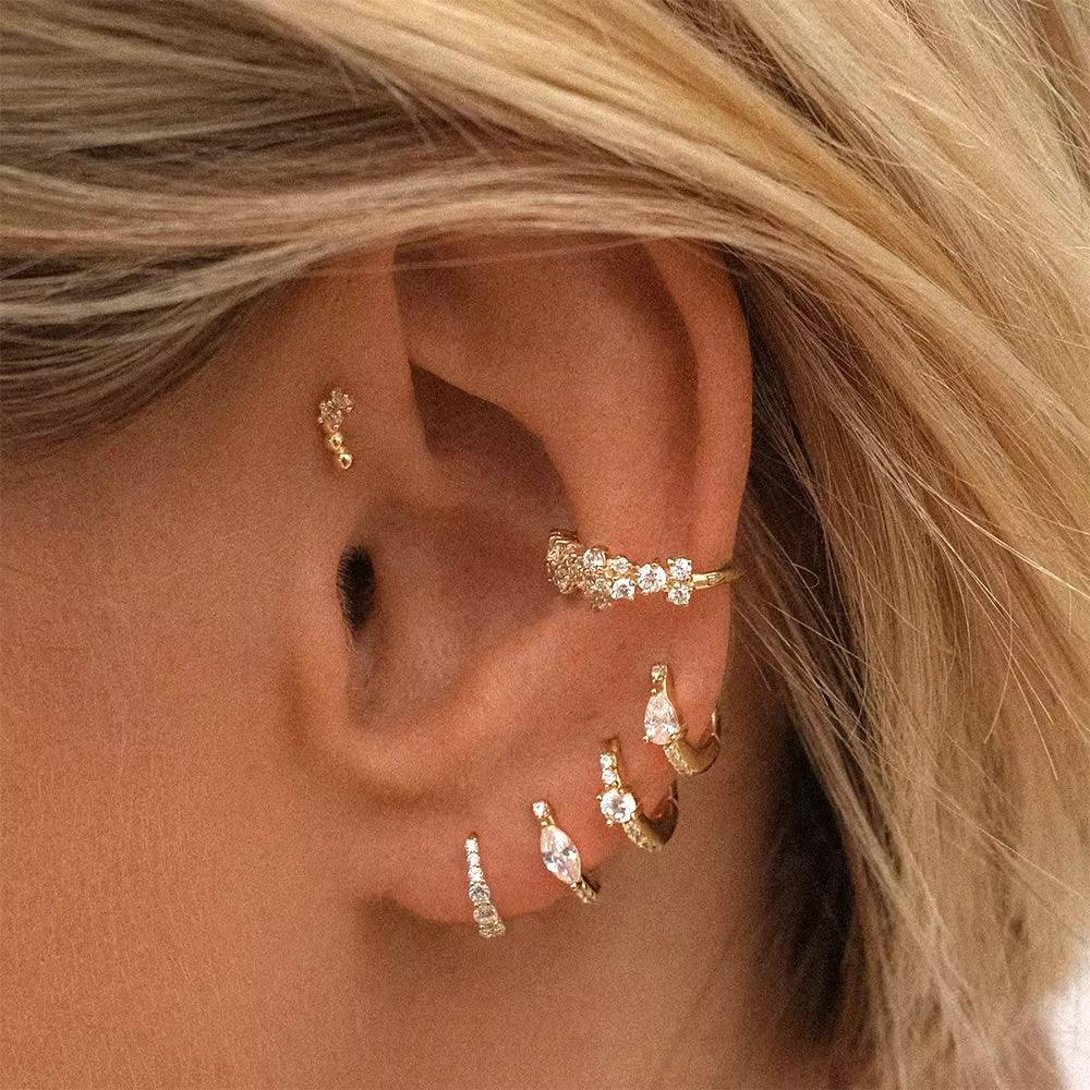 Gold-Plated CZ Huggie Earrings for Women