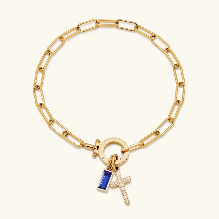 Gold-Plated Crystal Cross Bracelet