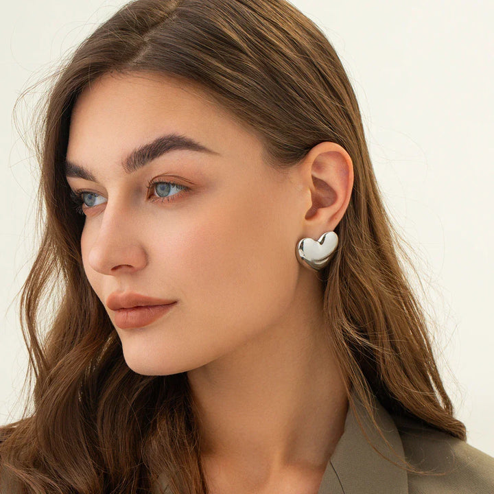 Gold-Plated Heart Earrings Hypoallergenic and Water-Resistant