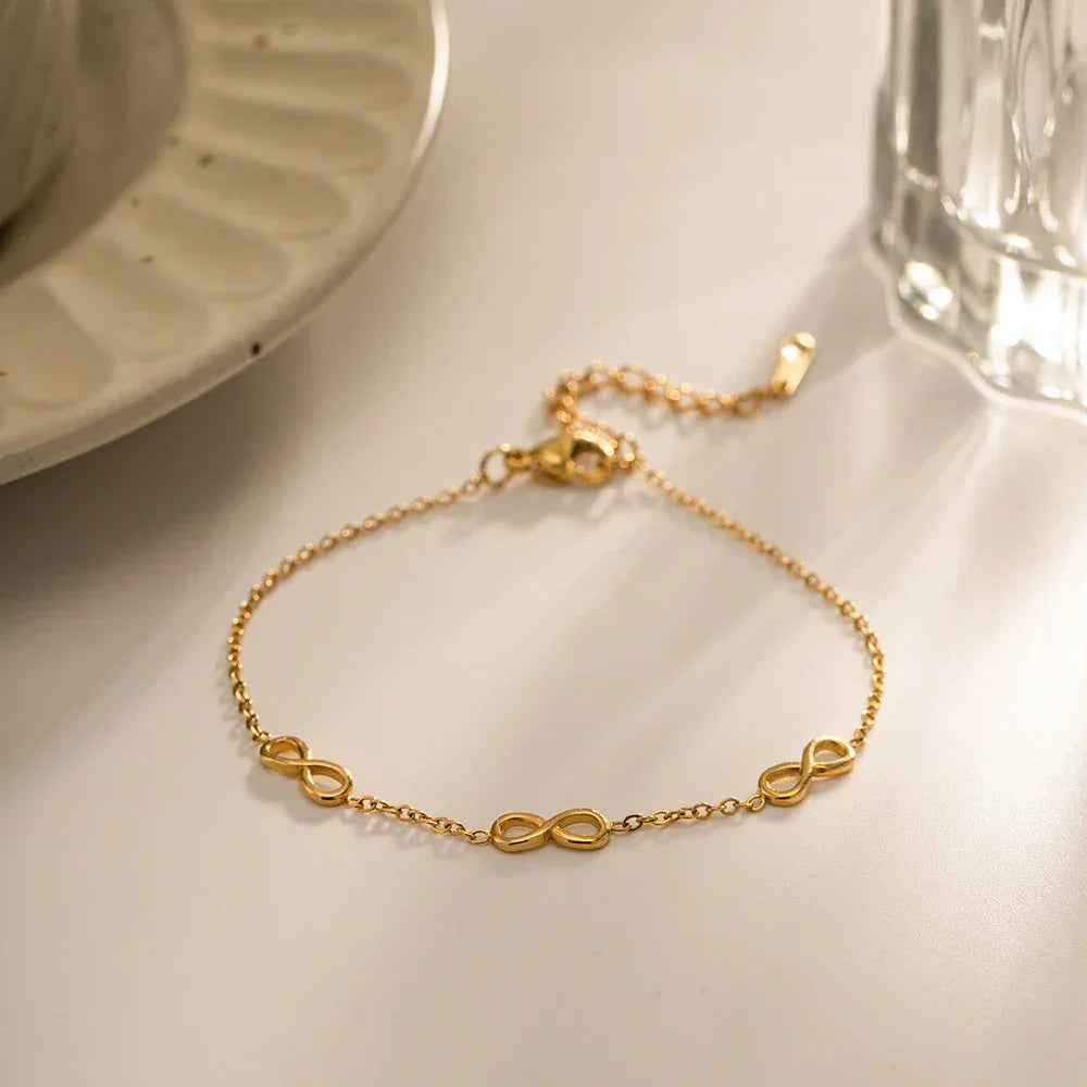 Gold-Plated Bracelet with Infinity Symbols