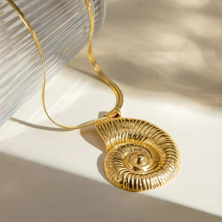 Gold-Plated Nautilus Shell Pendant Necklace for Women