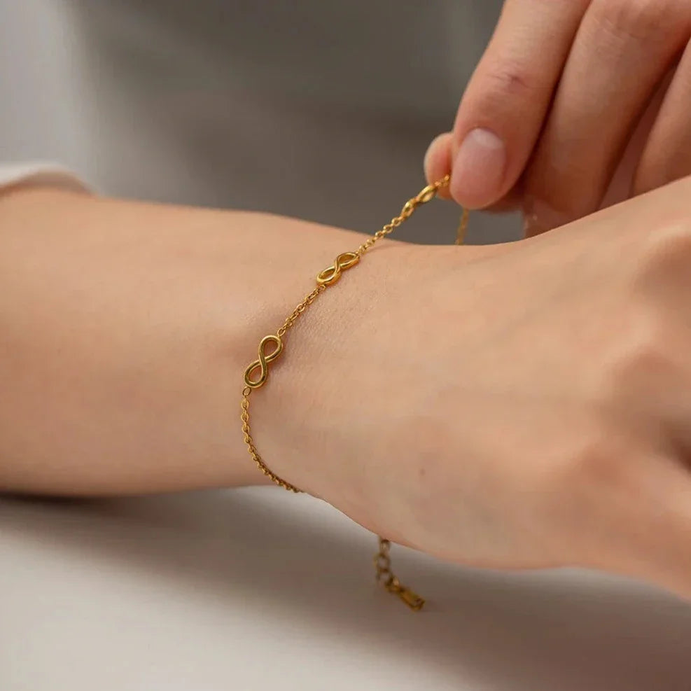 Gold-Plated Bracelet with Infinity Symbols