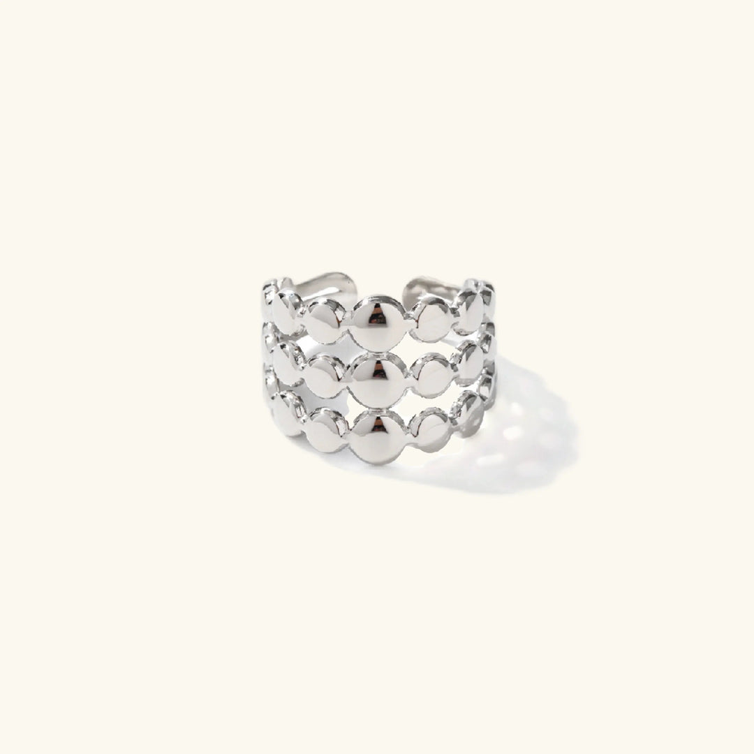 Gold-Plated Circle Pattern Ring with Stainless Steel