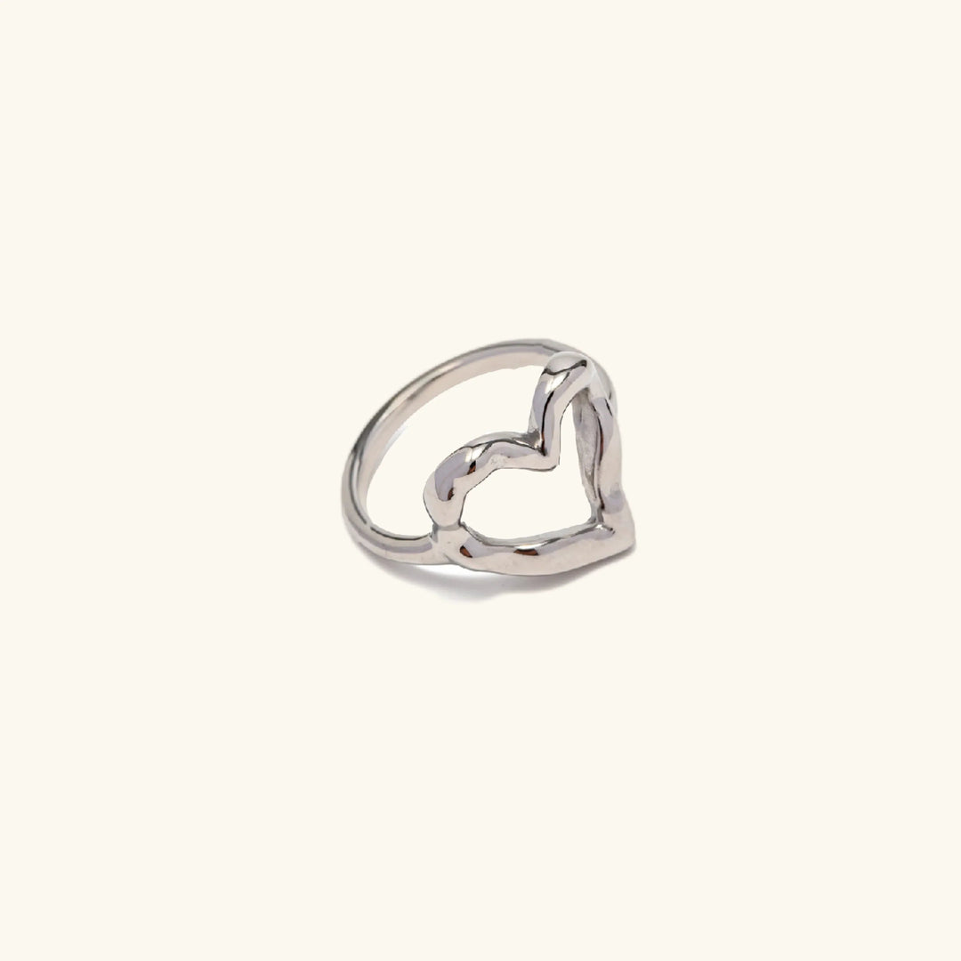 Gold-Plated Heart Ring with Stainless Steel